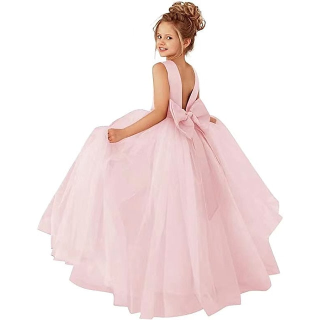 Girl Flower Party Girls' Dress Color Solid Kids