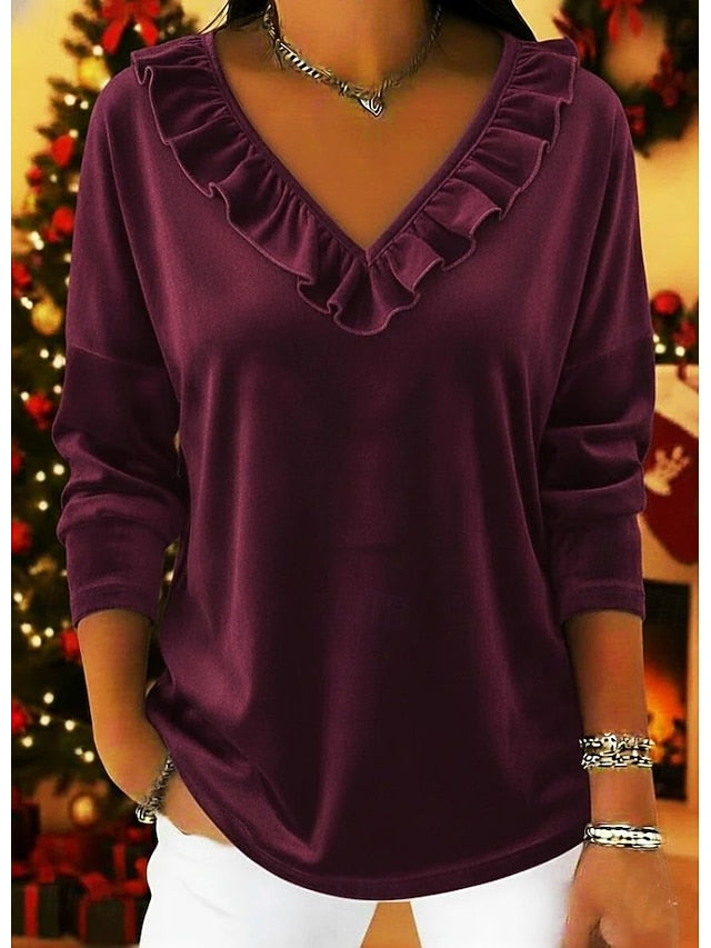 Women's Velvet Solid Color Plain Elegant Stylish Basic Long