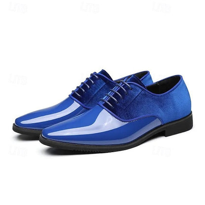 Velvet with and Shoes Glossy Blue Finish White Men's