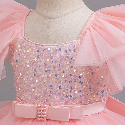 Dress Sleeveless Kids Sequin Special Wedding Girls' Party