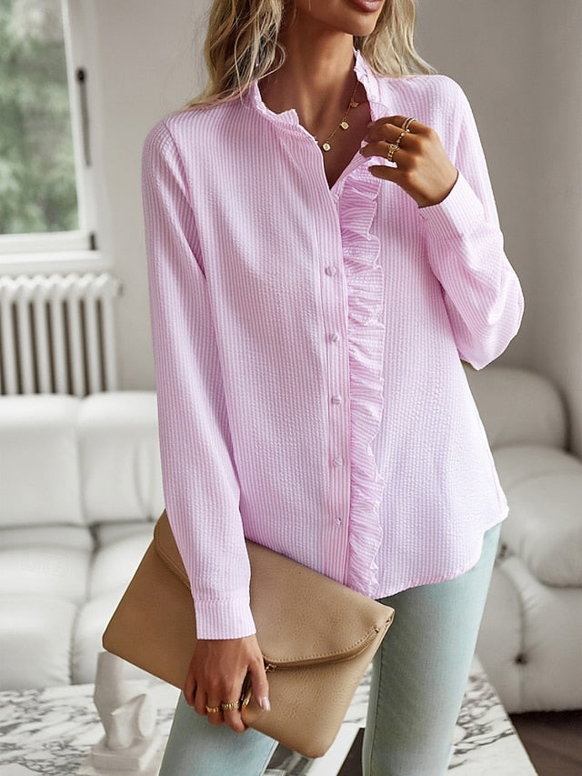 Women's Casual Shirt Button Up Shirt Blouse Buttons Print