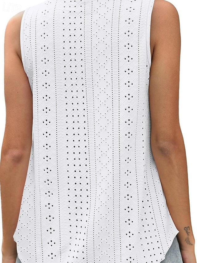 Women's Summer Tops Blouse Eyelet top Dressy Tops Ruched