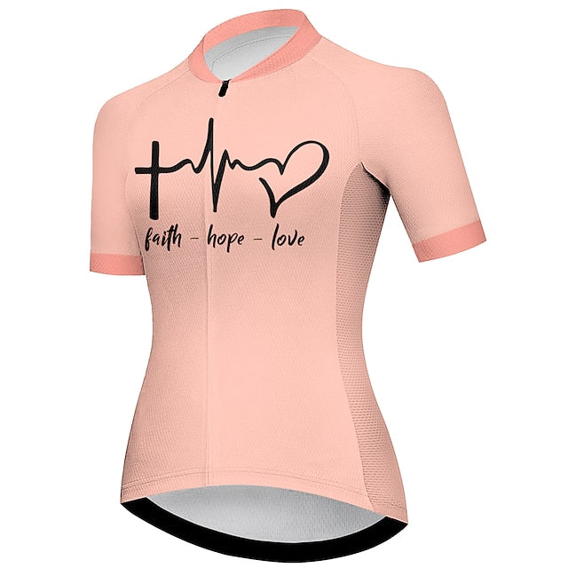 Women's Cycling Jersey Heart Graphic Funny Short Sleeve