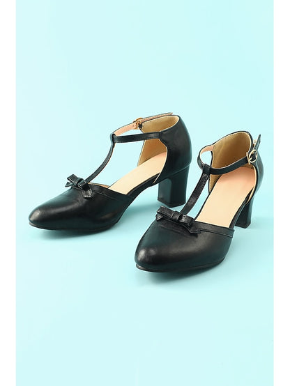 Roaring Vintage Heels Shoes T-strap 20s Retro heels Chunky 1950s