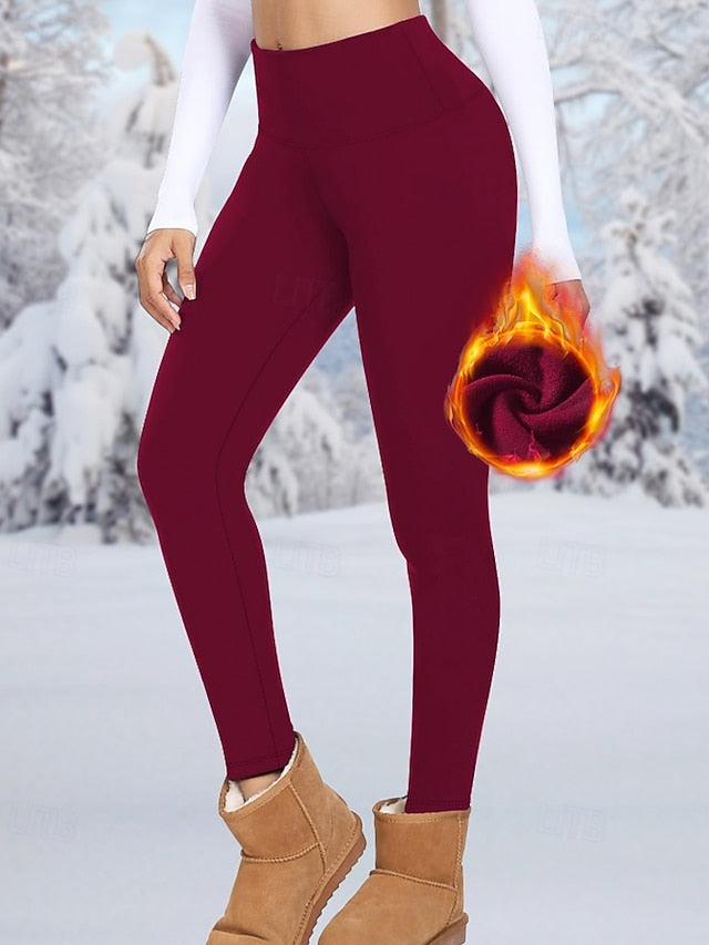 Women's Fleece Lined Leggings Fleece Pants Slacks Leggings