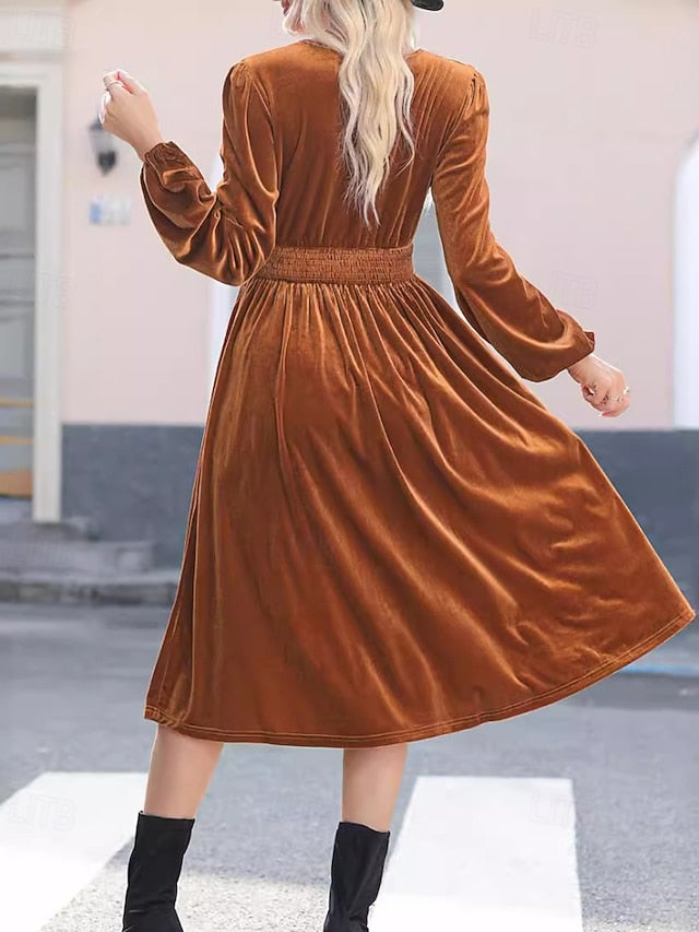 Women's Midi Dress Ruched Dress Modern Daily Outdoor Going
