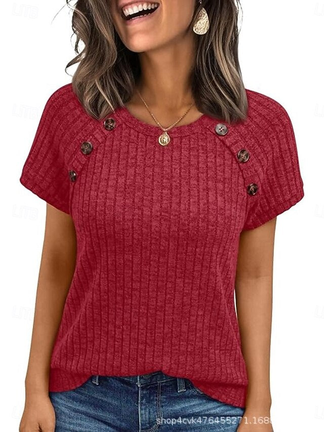 Women's Blouse Buttons Plain Active Streetwear Stylish