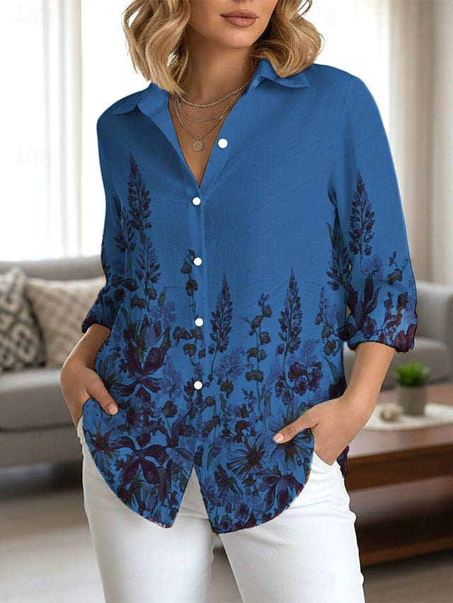 Women's Shirt Buttons Print Floral Elegant Daily Stylish