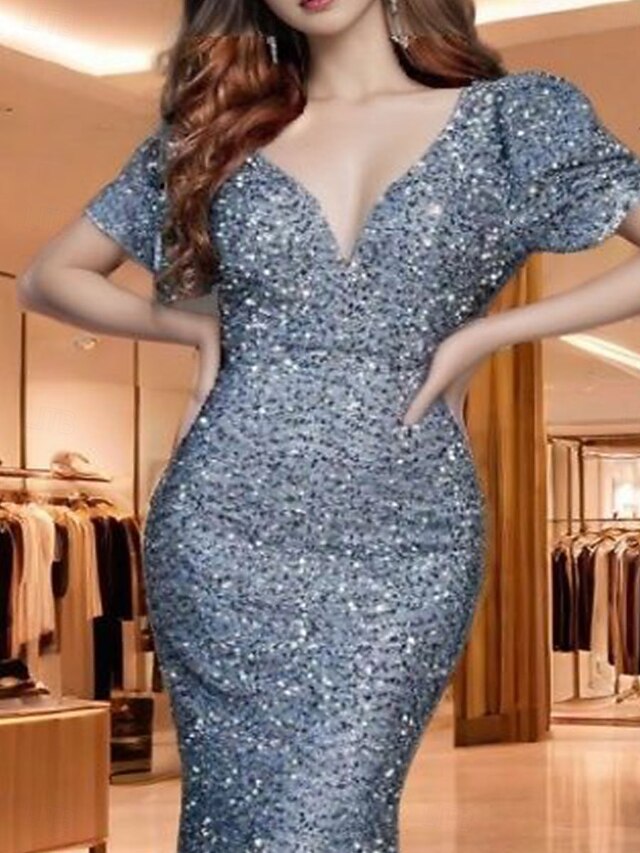 Mermaid Trumpet Sweep Brush Train Prom Dresses Evening Gown