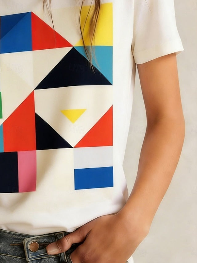 Women's T Shirt Tee Top Print Graphic Geometric Stylish