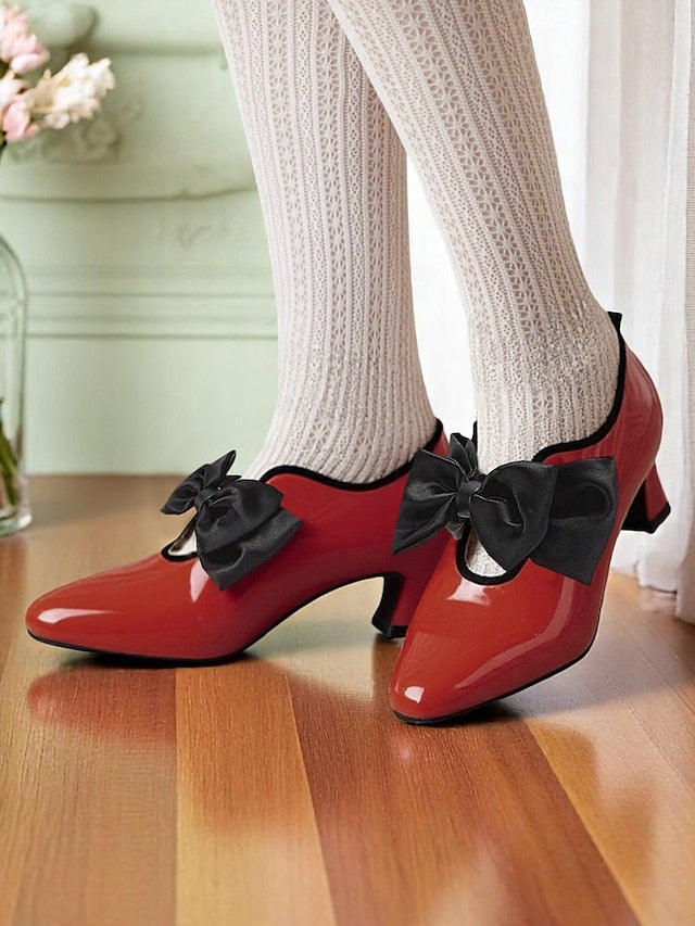 Shoes – Red Vintage 1920s Heel Women's Leather Patent Low
