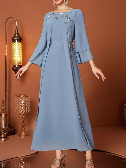 Length Neck A-Line of Elegant V Dress Floor Bride Mother the