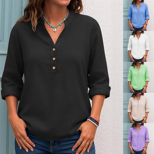 Women's Blouse Buttons Solid Color Daily Stylish Casual
