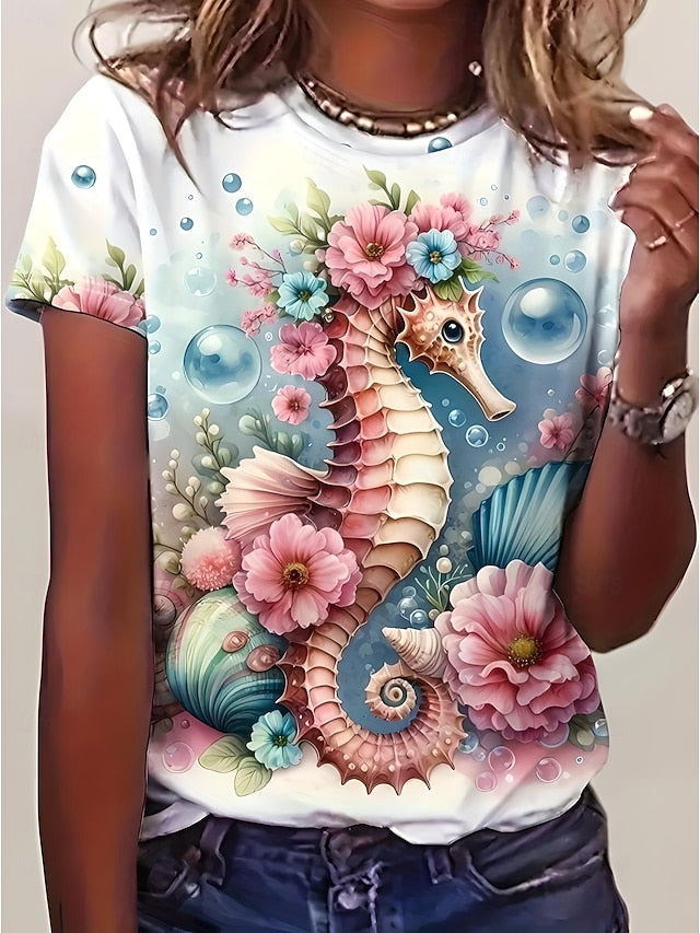 Women's T Shirt Floral Graphic Rose Elegant Vintage Fashion
