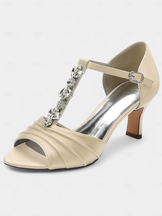 Detail Bridal White – with Crystal Open-Toe Satin Heels