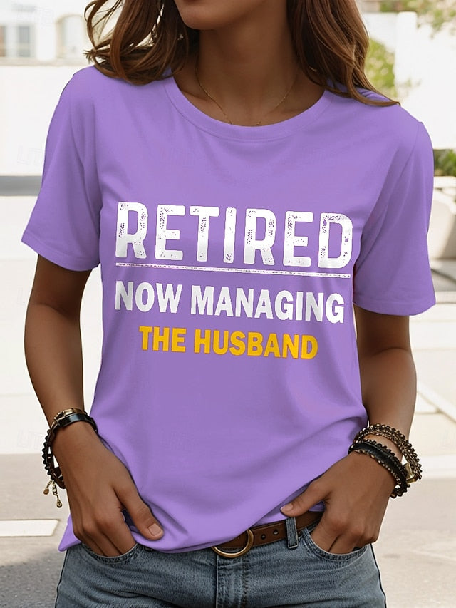 Women's T Shirt Retired Graphic Letter Vintage Stylish