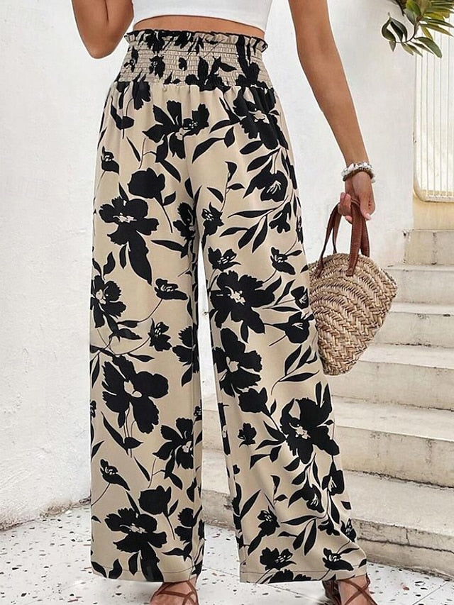 Women's Slacks Pants Trousers Boho Full Length Natural