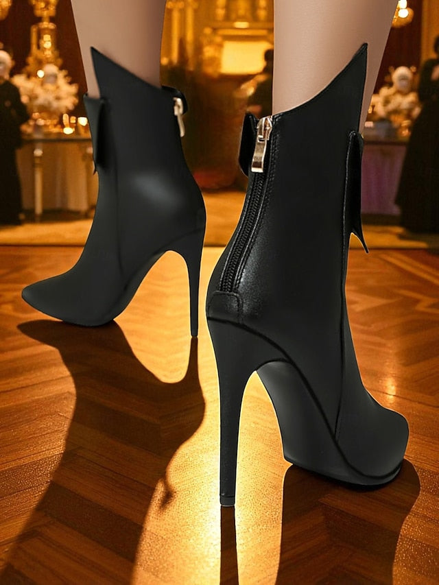 Metallic Toe Pointed Stiletto Ankle Women's Gold Boots -