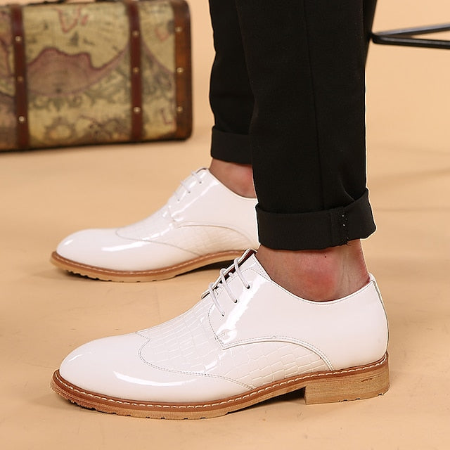 Crocodile White Patent – Shoes Leather Oxford Men's