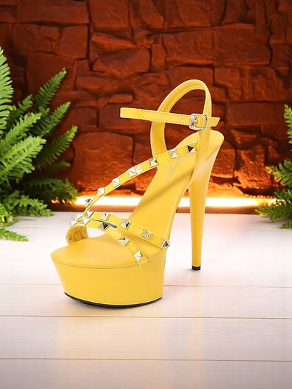 Heels Studded Women's Stiletto Straps Platform with