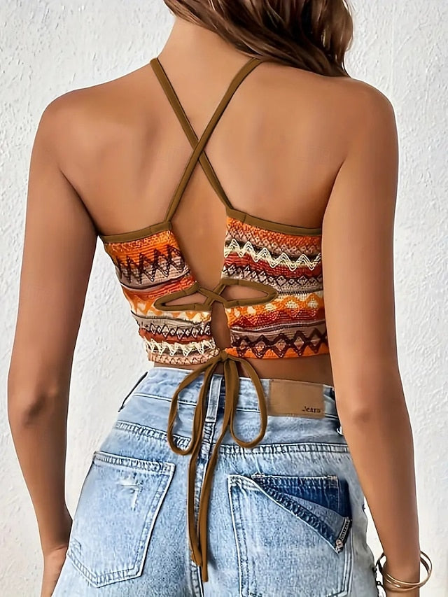 Women's Tank Top Sleeveless Shirt Tee Top Geometric Bohemia