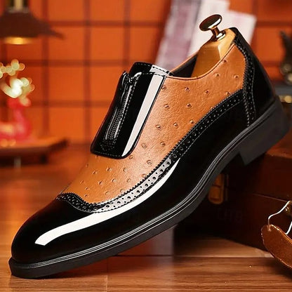 with Tan and Men's Patent Colorblock Shoes Black Formal
