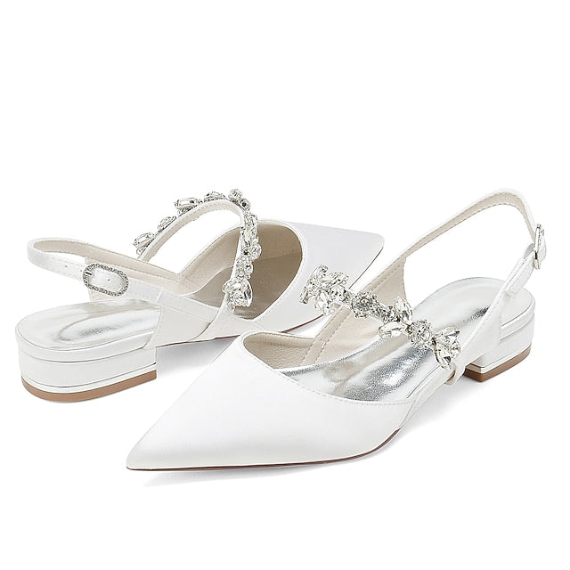 Heel Crystal Shoes Flat Women's Wedding Bridal