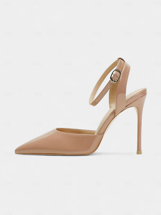 - Slingback Leather Stiletto Women's Nude Heels Patent