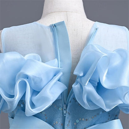 Girl Party Solid Dress Color Flower Girls' 3D