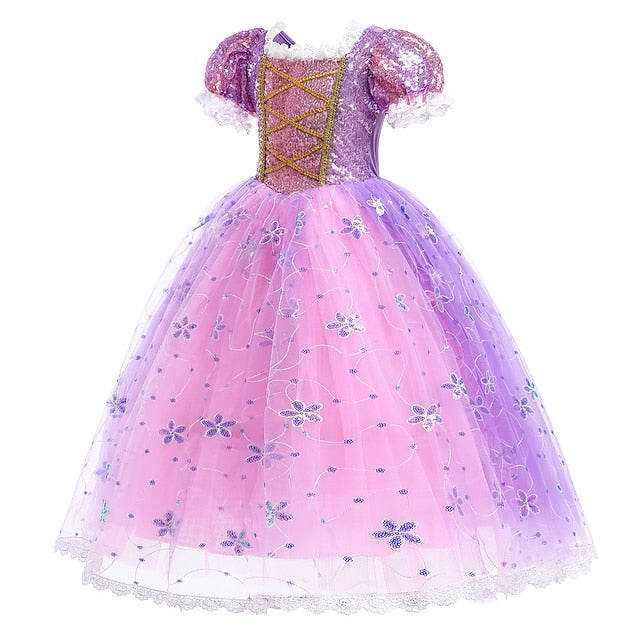 Cloak Princess Flower Dress Rapunzel Cosplay Girl