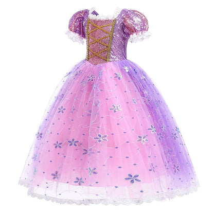 Princess Girl Dress Cosplay Rapunzel Flower Cloak