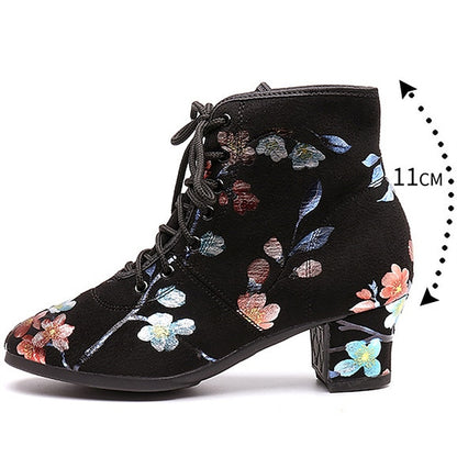 Black Comfortable for Lace-up Women Shoes – Floral Dance Low