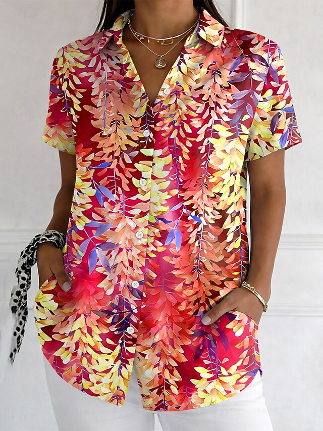 Women's Shirt Buttons Print Floral Graphic Vintage Stylish