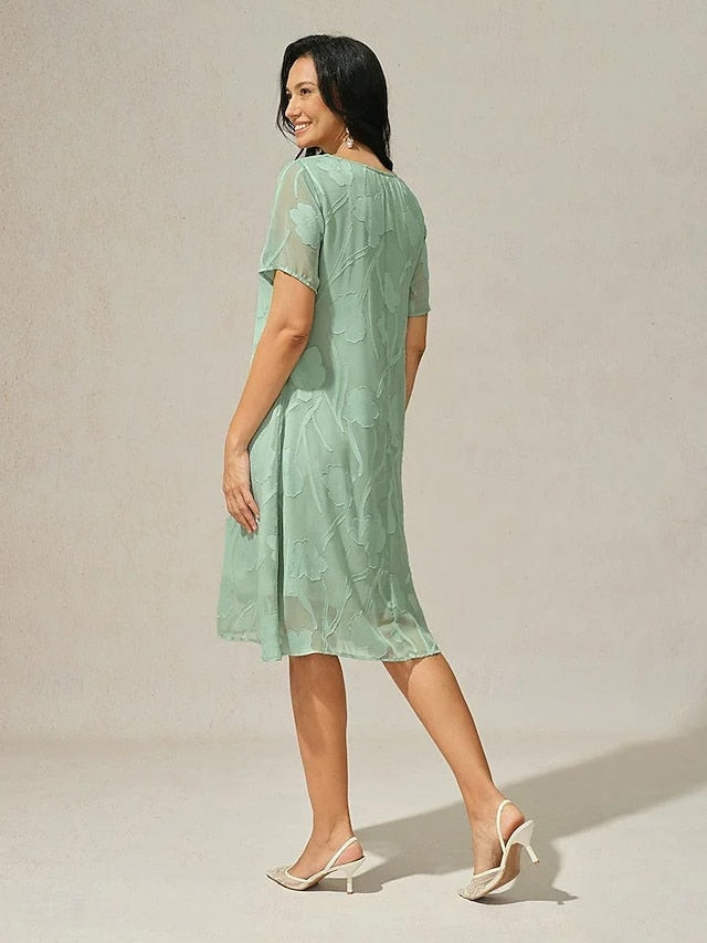 Women's Knee Length Dress Chiffon Dress Elegant Casual