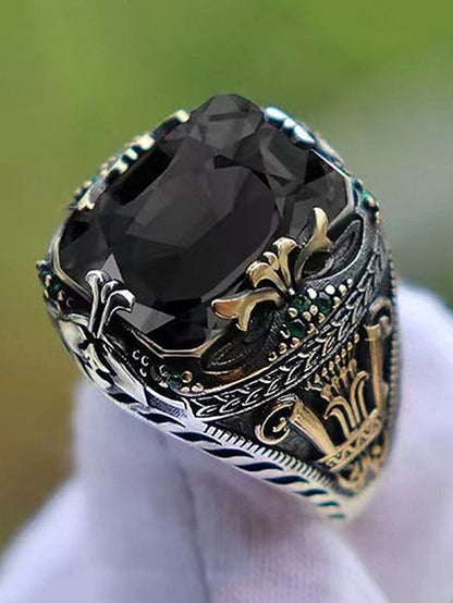 Gemstone Men's Ring Alloy