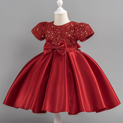 Sequin Short Girls' Toddler Wedding Sleeve Party Dress