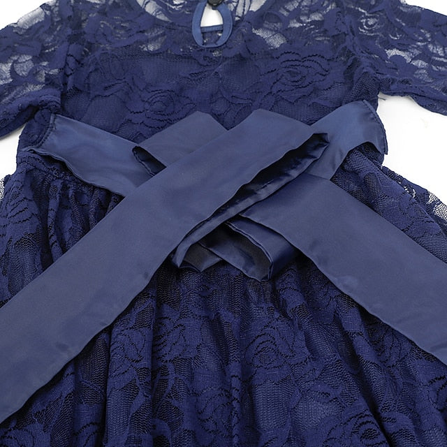 Girls' Solid Kids Colored Flower Long Dress Girl