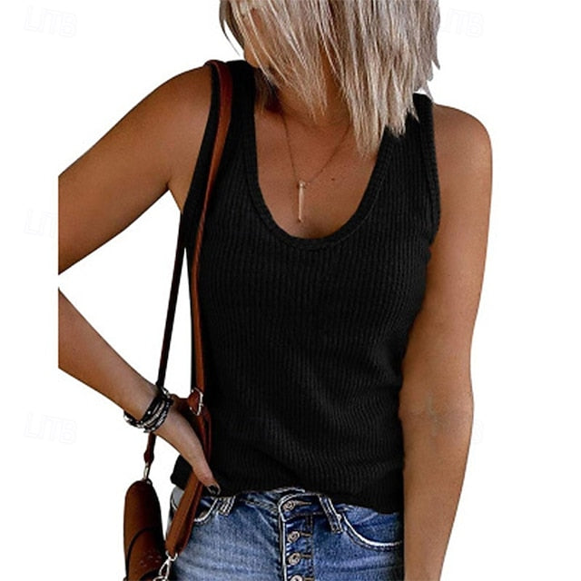 Women's Camisole Tank Top Patchwork Tunic Racerback Solid