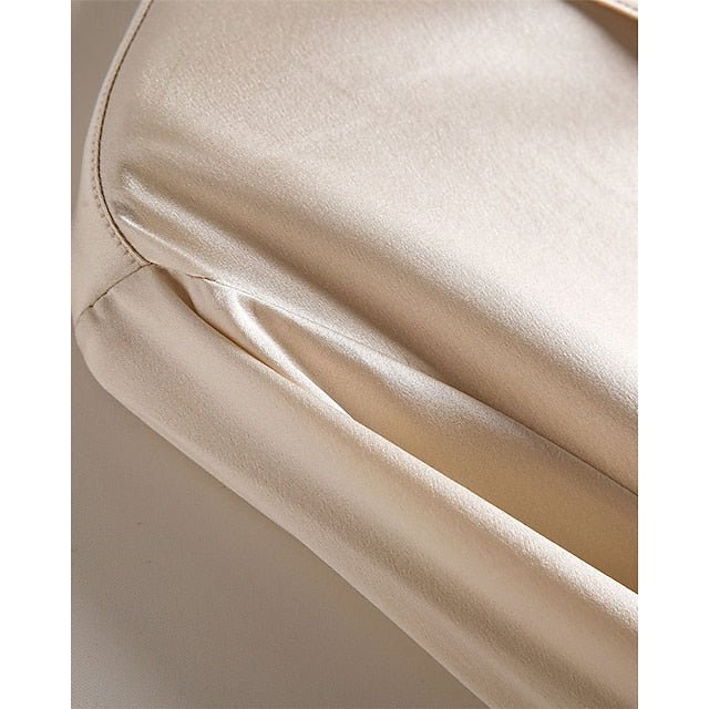 Buttons Top Shirt Women's Plain Satin Silk Elegant
