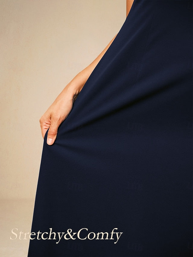 Women's Evening Dress Cape Sleeve Knee-Length Elegant Green