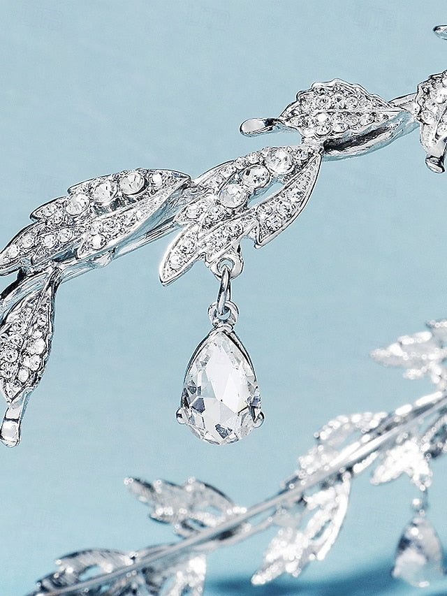 Gold Gemstone with Headpiece Leaf Vintage Blue – Drops