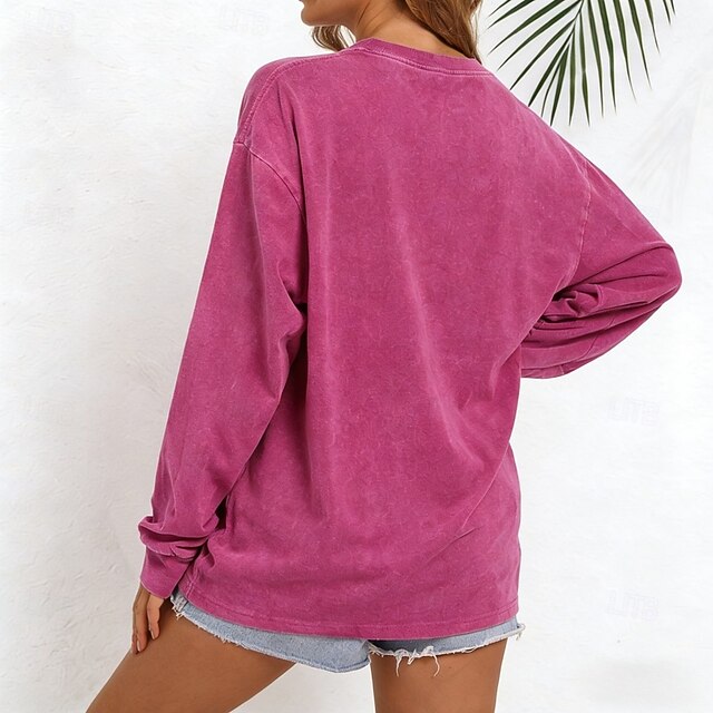 Women's Oversized Tee 100% Cotton Vintage Washed Tops