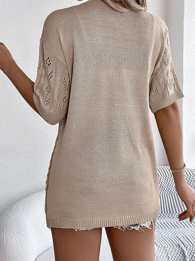 Women's Tunic Blouse Eyelet top Eyelet Plain Stylish