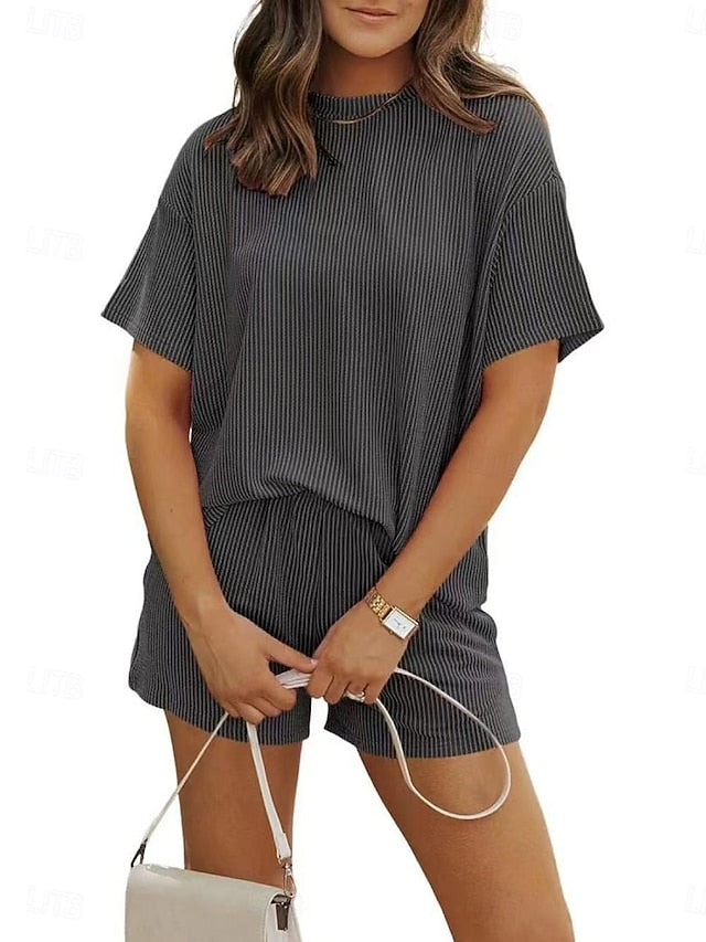 Women's Shorts Sets Bolero Top Short Sleeve Round Neck
