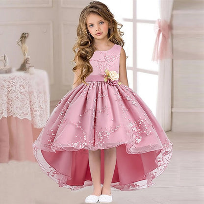 Floral Wedding Colored Sleeveless Solid Kids Dress Girls'