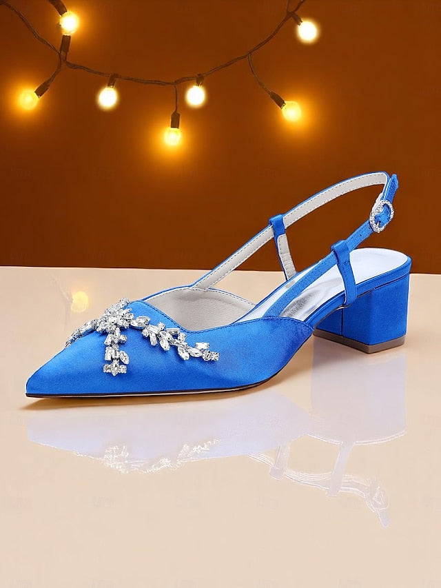 Black Satin Heels Women's Slingback