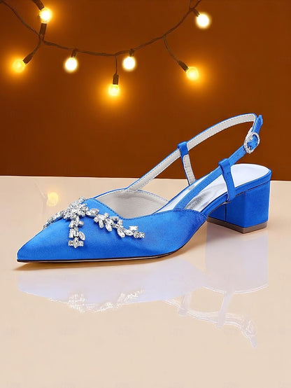 Black Satin Heels Women's Slingback