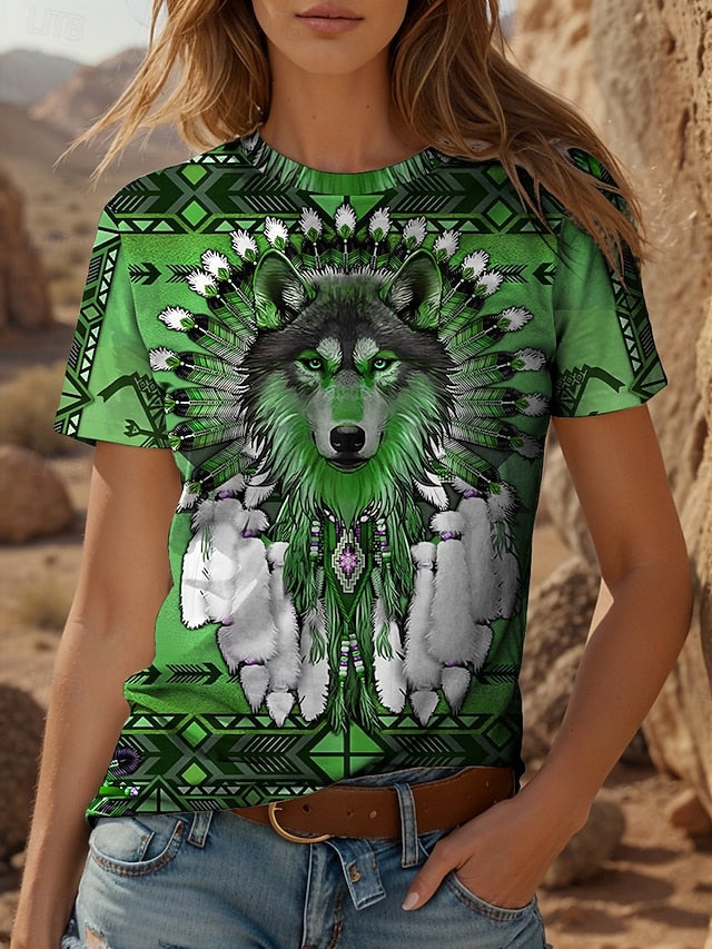 Women's Boho T Shirt Graphic Animal Geometric Vintage