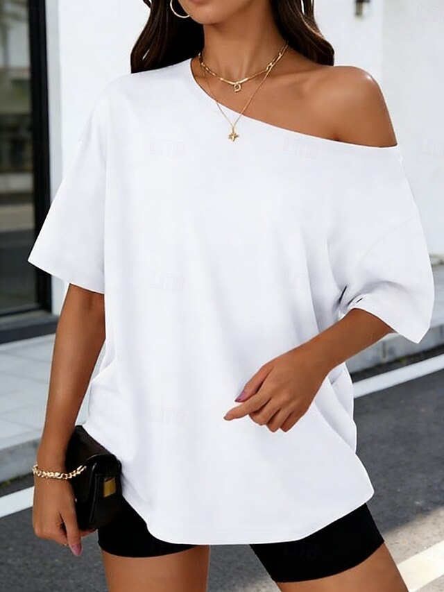 Women's T Shirt Solid Color Stylish Casual Short Sleeve