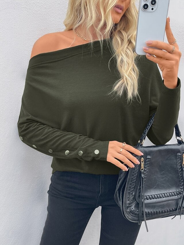 Women's T Shirt Tee Top Plain Fashion Stylish Classic Long